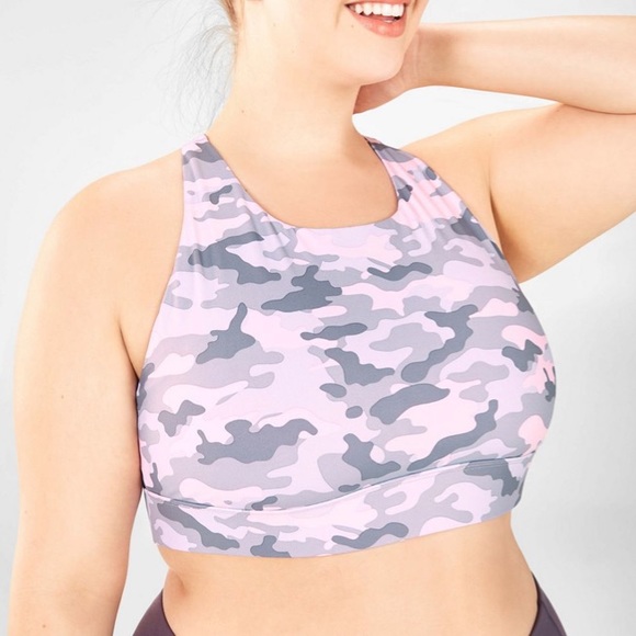 Fabletics Other - Fabletics No Bounce Sports Bra Grey/Pink Camo - Size XXL